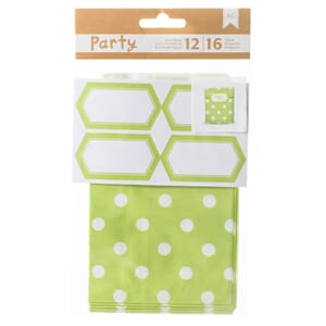 Treat Bags & Labels - AC - DIY Party - Green 12 Bags/16 Lab