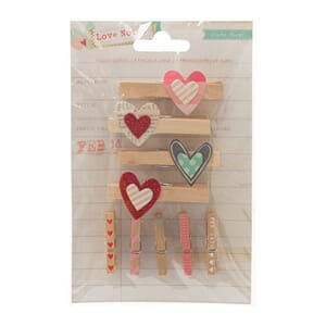Embellishments - CP - Love Notes - Clothespins w/hearts - 9