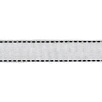 bazzill bånd, White Dashed 22 mm -  50% RABATT