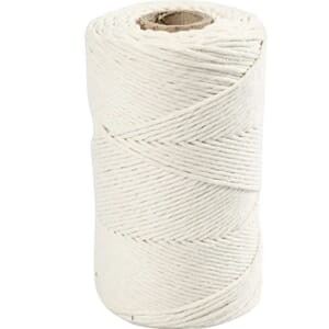 "Macramè-snor, L: 198 m, dia. 2 mm, råhvit, 330g/ 1 rl. 
GTI