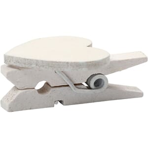 Hjerteklype hvit, 17x25mm, 10stk