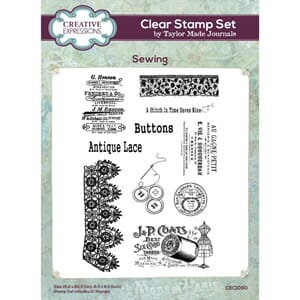 Taylor Made Journals Sewing 6 in x 8 in Clear Stamp Set - Cr
