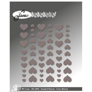 By Lene Enamel Hearts Grey-Brown (54pcs) (BLA004)