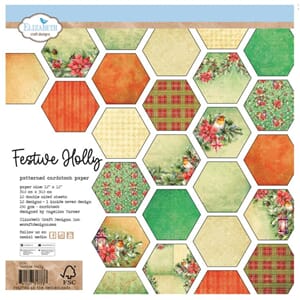 Elizabeth Craft Designs Festive Holly 12x12 Inch Patterned C