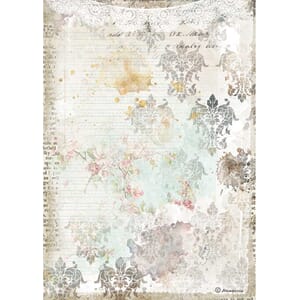 "Stamperia Rice Paper A4 Romantic Journal Texture With Lace