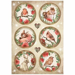 A4 Rice Paper Romantic Home for the Holidays Rounds (6 pcs)