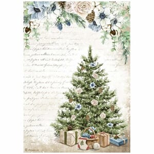 A4 Rice Paper Romantic Cozy Winter Blue Tree (6 pcs) (DFSA47
