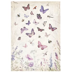 Stamperia Lavender A4 Rice Paper Butterfly  (DFSA4884)