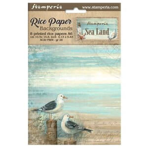 "Stamperia Sea Land A6 Rice Paper Backgrounds (8pcs) (DFSAK6