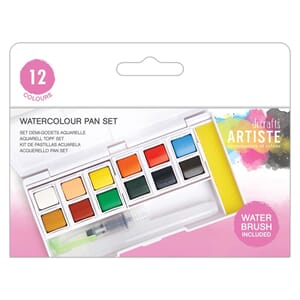 Docrafts Watercolour Pan Set 12 Colours + Water Brush (DOA 7