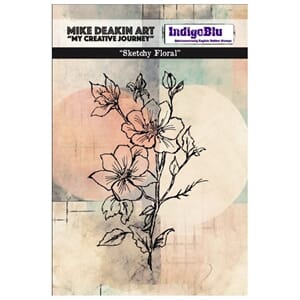 IndigoBlu Sketchy Floral A6 Red Rubber Stamp (IND1468)