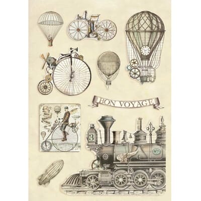 "Stamperia Wooden Shapes A5 Voyages Fantastiques Transport ( cl-KLSP096.jpg