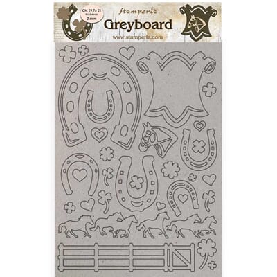"Stamperia Greyboard A4 Romantic Horses Horseshoes (KLSPDA43 CL-KLSPDA435.jpg