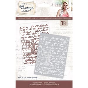 "Crafters Companion Vintage Diary Embossing Folder Dear Diar
