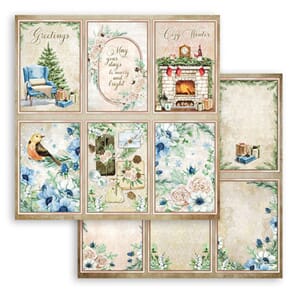 Romantic Cozy Winter Cards 12x12 Inch Paper Sheet
