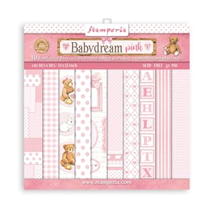 "Stamperia Babydream Pink 12x12 Inch Paper Pack (SBBL107)
Ba