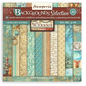 Stamperia The Nutcracker 8x8 Inch Paper Pack Backgrounds Sel