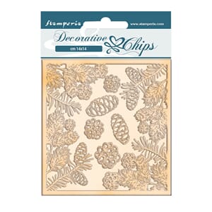 "Stamperia Romantic Christmas Pinecones Decorative Chips (SC