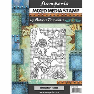"Stamperia Mixed Media Stamp Sir Vagabond Vintage Map (WTKAT