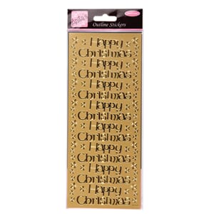 Outline Stickers - Large Happy Christmas Gold