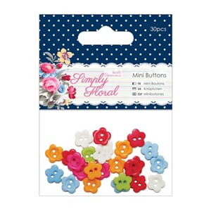 Mini Flower Buttons 30pcs - Simply Floral