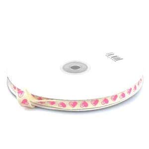 bomullsbånd med rosa hjerter-