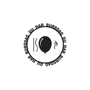 DIE366 Du har bursdag, 98x98mm, rund tekstdies med ballong