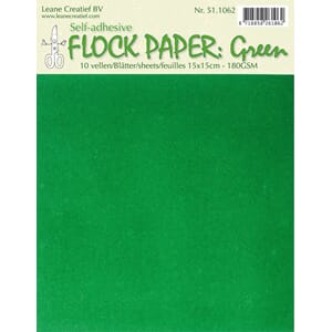 Flock paper green 10 sheets 15x15 cm self-adhesive