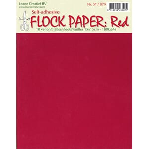 Flock paper red 10 sheets 15x15 cm self-adhesive