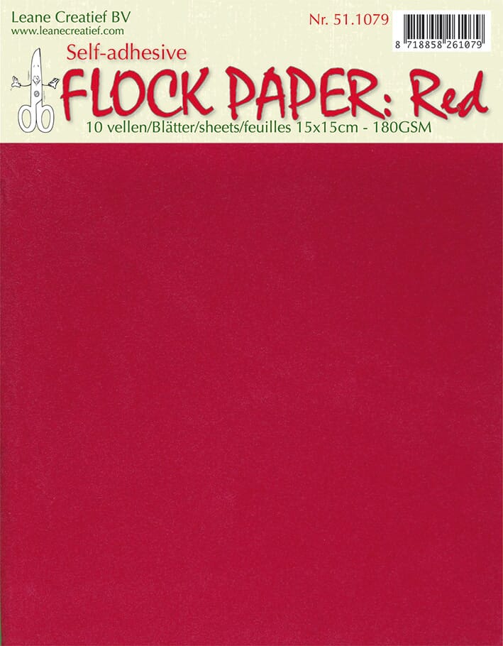 Flock Craft Paper Flock paper red 10 sheets 15x15 cm self-adhesive - HOBBYLAGERET