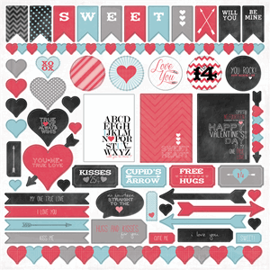 Cupids Arrow 12x12 Sticker Sheet, 10 pakker