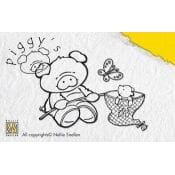 Piggy clearstamp Cathcing Butterflies  - UTGÅR