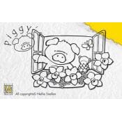 Piggy clearstamp Window  - UTGÅR