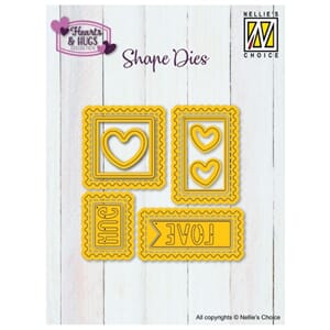 "Nellie Snellen Shape Die Postal Stamps with Hearts (SD334)