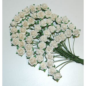 Papirdesign roser 1,2 cm hvit bare hvit