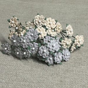 Papirdesign - Miniblomster, beige og grå