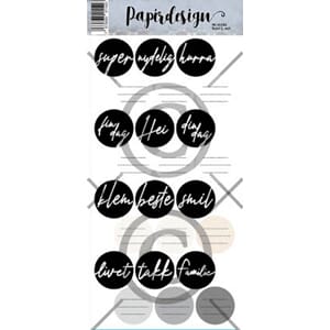 Klistremerker, Runde 2, sort, Papirdesign
