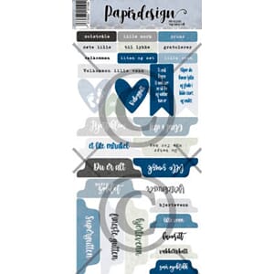 Papirdesign klistremerker, Tags 3, baby blå