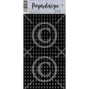 Papirdesign - Små tall 2, sort - klistremerker