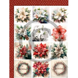 Papirdesign motivark, Juleblomster, A4