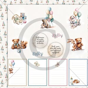 Papirdesign mønsterark, Søtnoser, 12x12 - Søte små