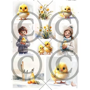 Papirdesign - PD1567 Påskebarn - A4 klippeark