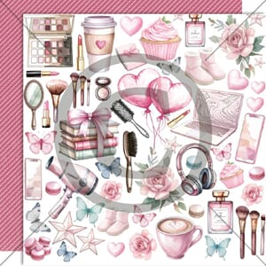 Papirdesign - PD 1615 Klippeark sminke og dill - 12x12 mønst