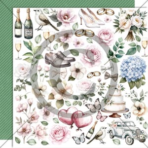 Papirdesign - PD1616 Klippeark, bryllup - 12x12 mønsterark