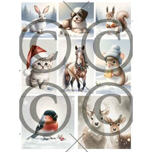 Juledyr , Papirdesign motivark, A4