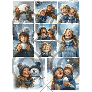 Papirdesign - Vinterbarn motivark, A4