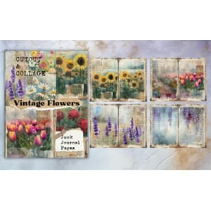Cutout and collage Vintage Flowers scrapbook paper, Poortoas