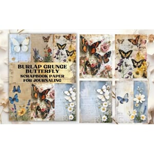 Burlap Grunge Butterfly Scrapbook Paper, Poortoast and Kate