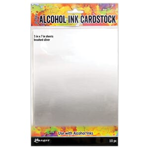 "Tim Holtz Alcohol Ink Cardstock Brushed Silver - 5"" x 7""