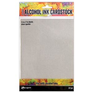 "Tim Holtz Alcohol Ink Cardstock Silver Sparkle - 5"" x 7""
